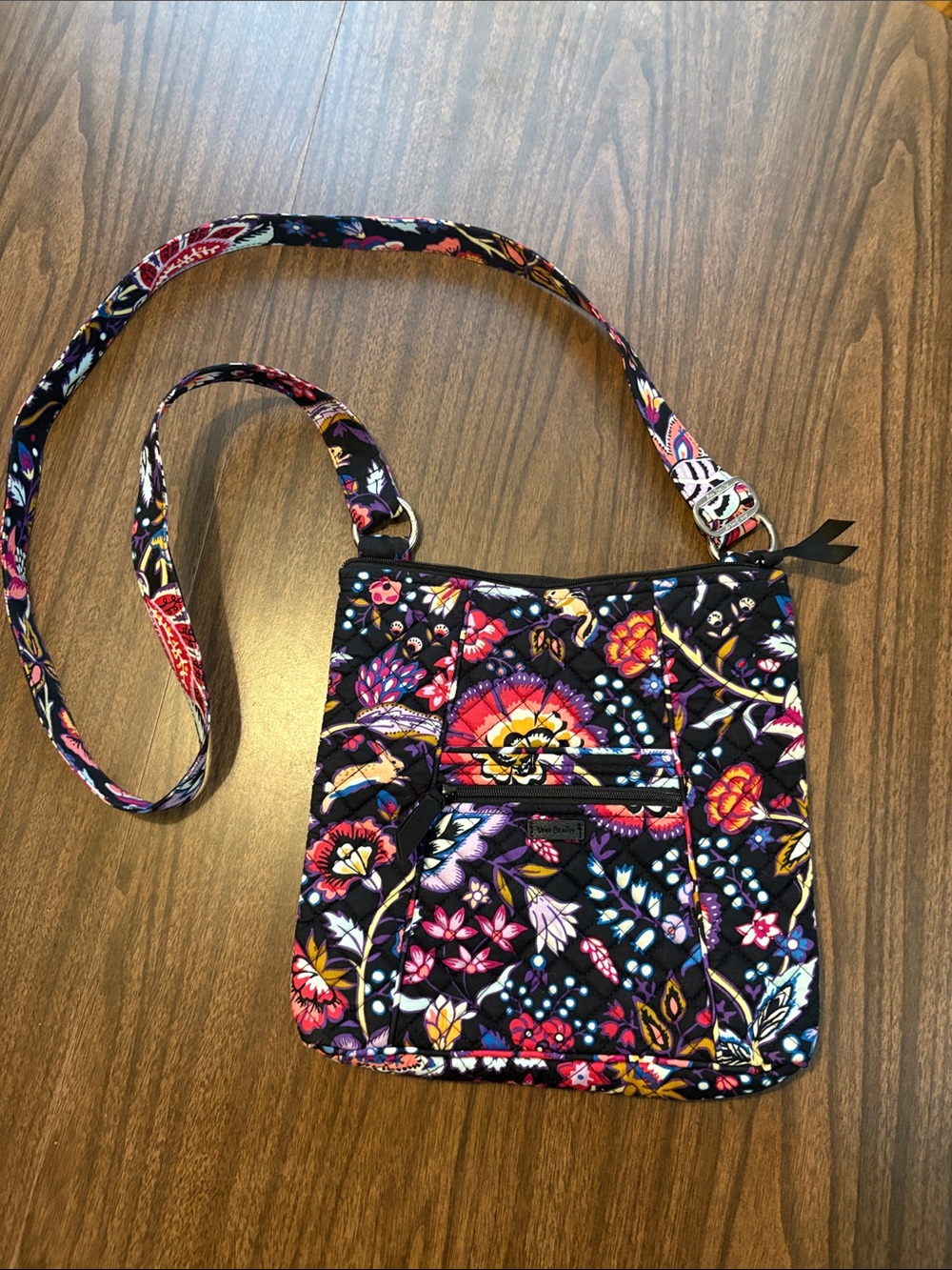 Vera Bradley Foxwood Quilted Zip Top Hipster Floral Crossbody Bag Multicolor